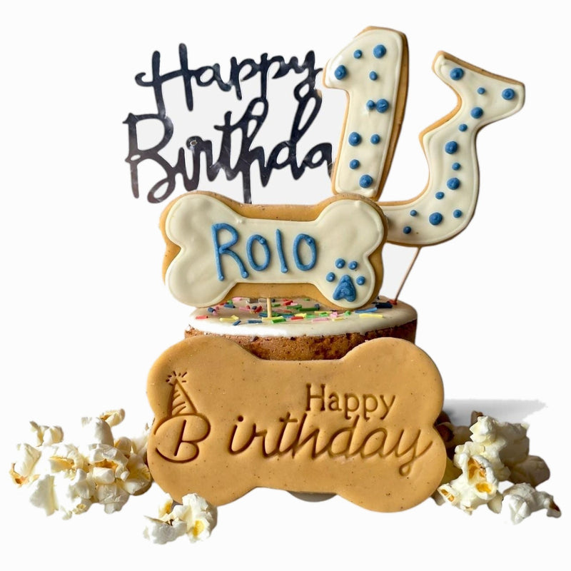 Dog Birthday Drip Cake And Biscuit Box - Woof&Crunch
