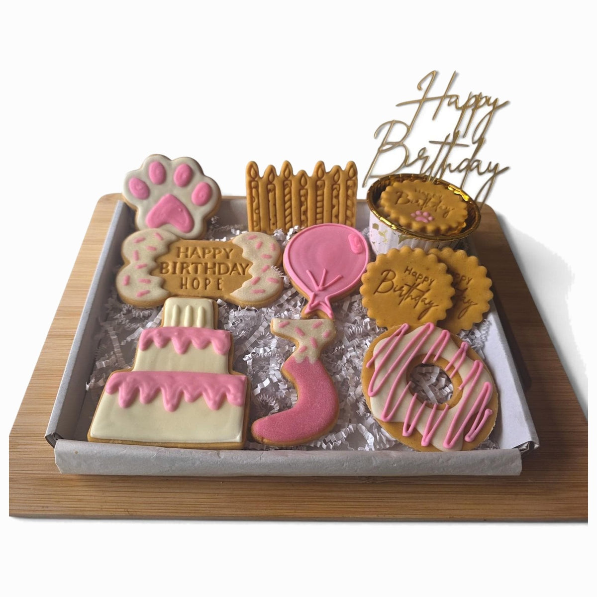 Dog Deluxe Birthday Goodies Personalised Iced Biscuits - Woof&Crunch