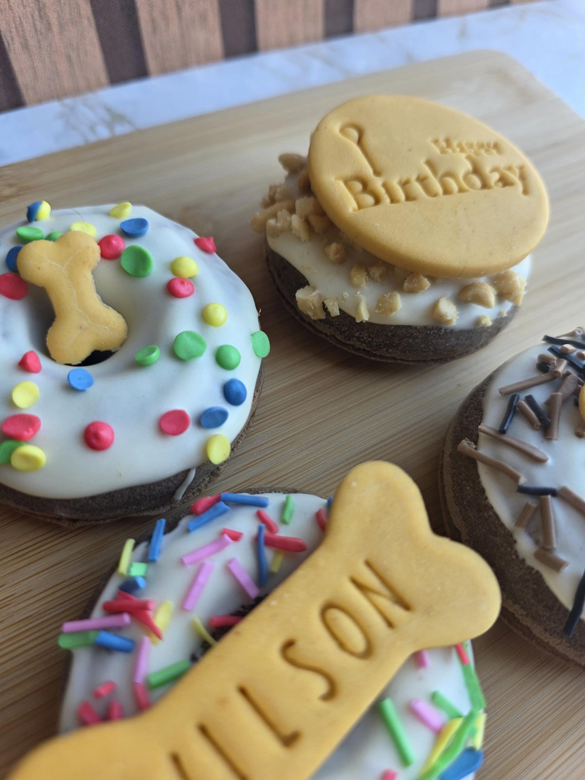 Personalised Dog Birthday Carob Donuts - Woof&Crunch