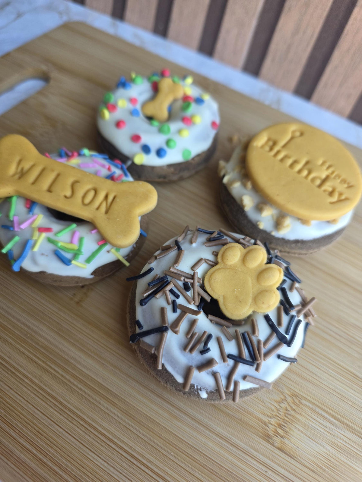 Personalised Dog Birthday Carob Donuts - Woof&Crunch