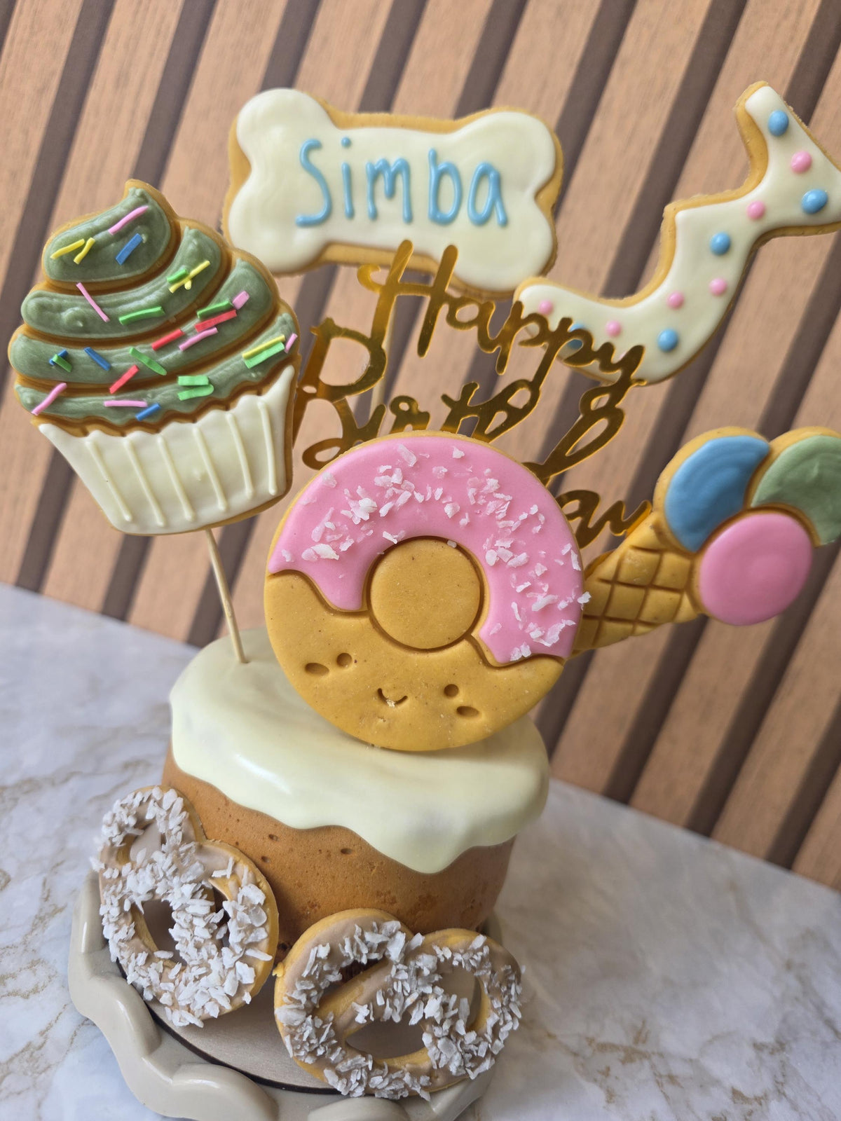 Sweets and Treats Personalised Dog Birthday Cake - Woof&Crunch