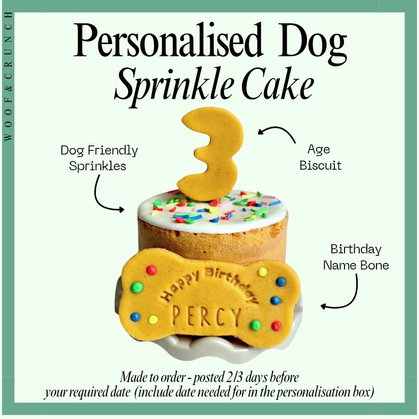 Personalised Dog Birthday Sprinkle Cake - Woof&Crunch