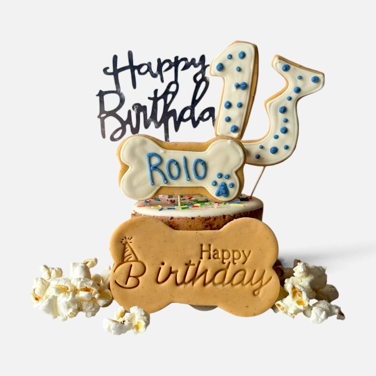 Dog Birthday Drip Cake and Biscuit Box - Woof&Crunch