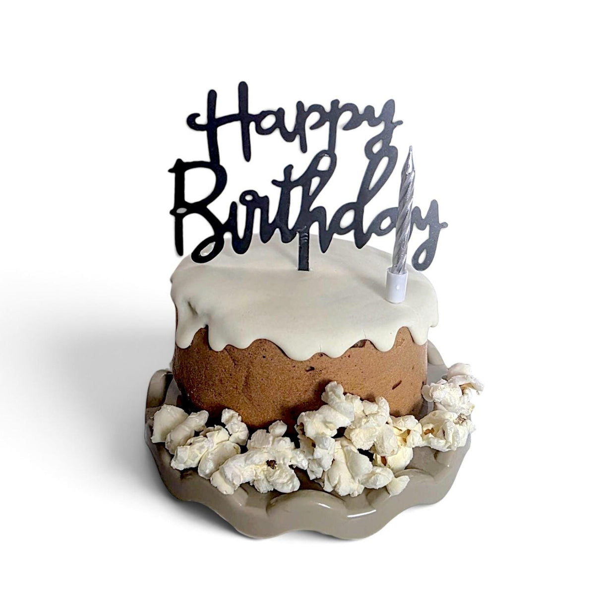 Gourmet Dog Birthday Cake Treat Box with Peanut Butter Popcorn - Woof&Crunch