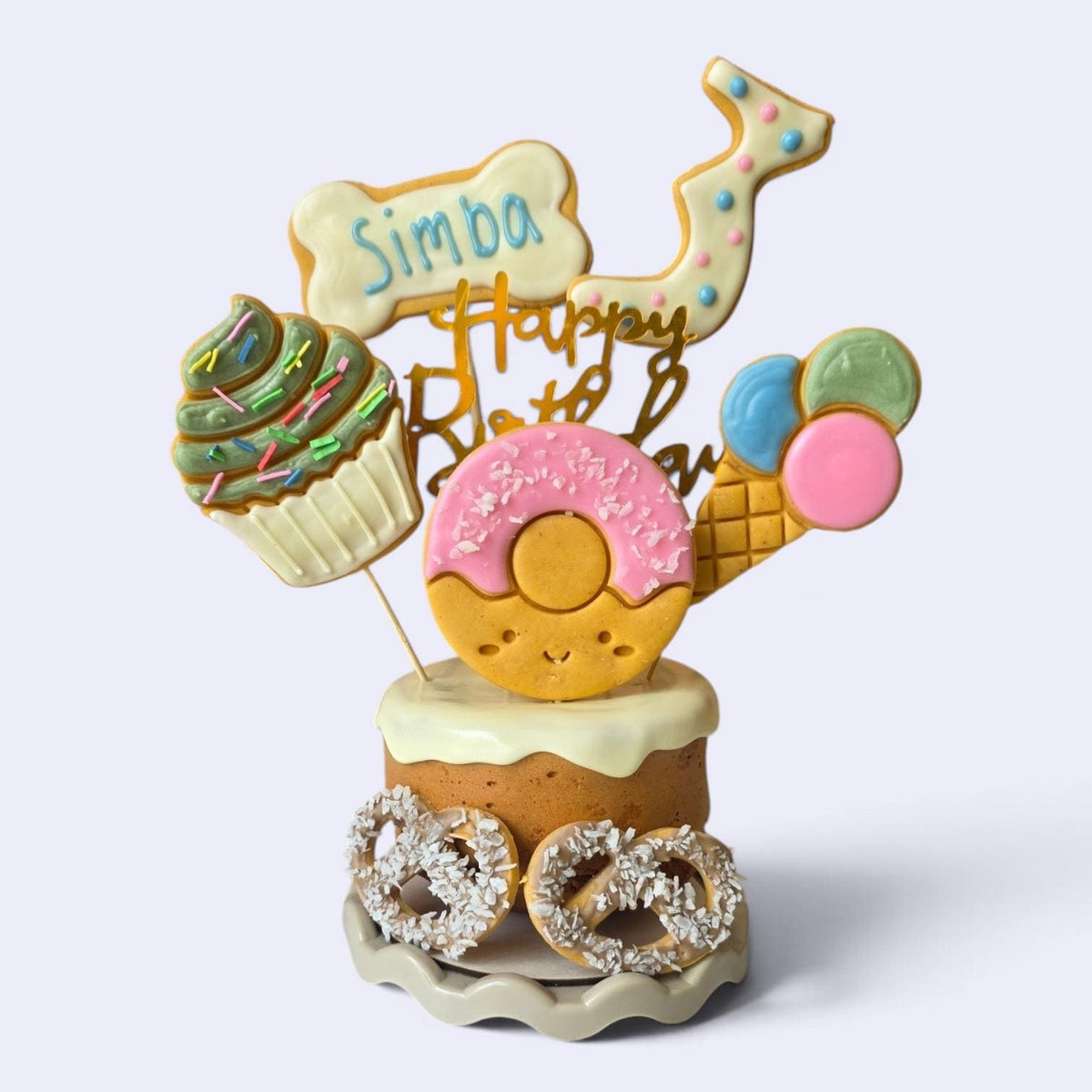 Sweets and Treats Personalised Dog Birthday Cake - Woof&Crunch