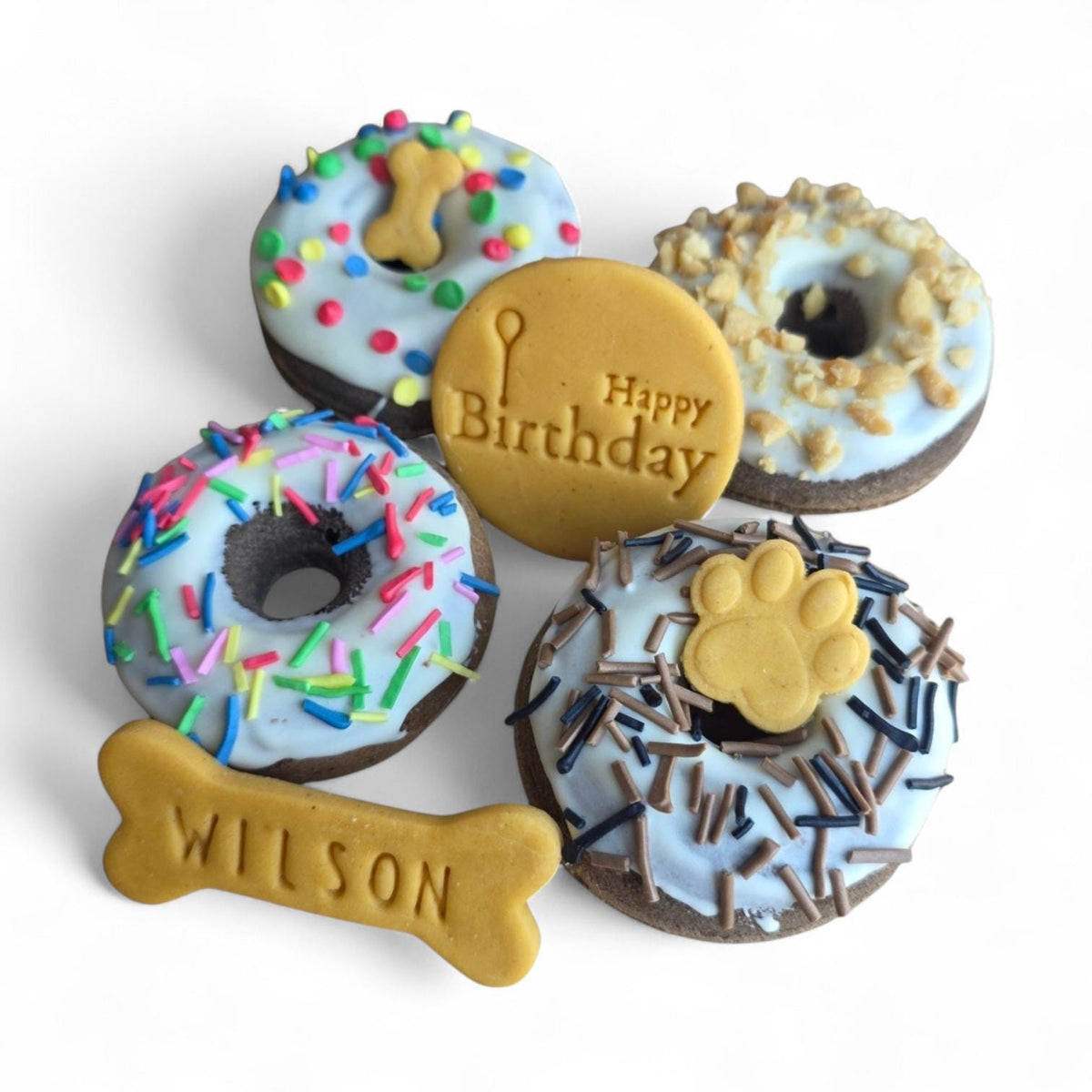 Personalised Dog Birthday Carob Donuts - Woof&Crunch