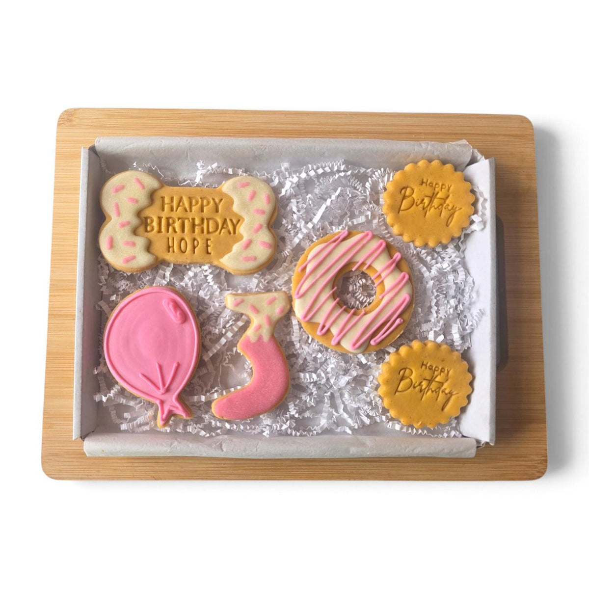 Dog Deluxe Birthday Goodies, Personalised Iced Biscuits - Woof&Crunch