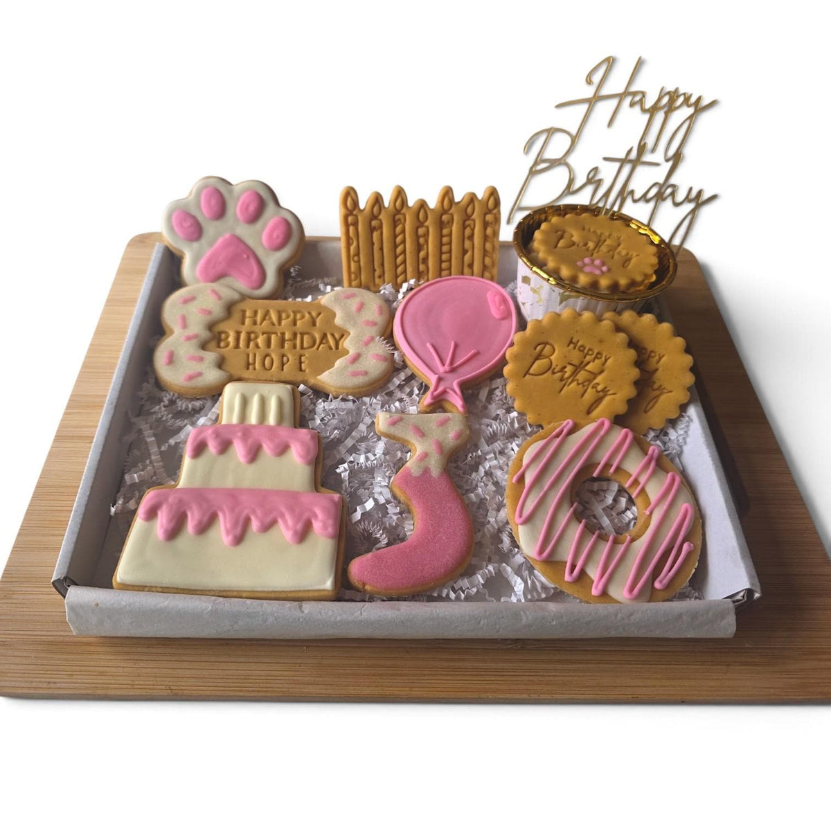 Dog Deluxe Birthday Goodies, Personalised Iced Biscuits - Woof&Crunch