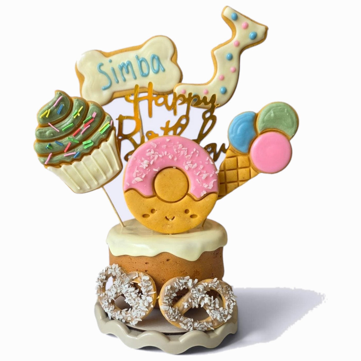 Sweets And Treats Personalised Dog Birthday Cake - Woof&Crunch