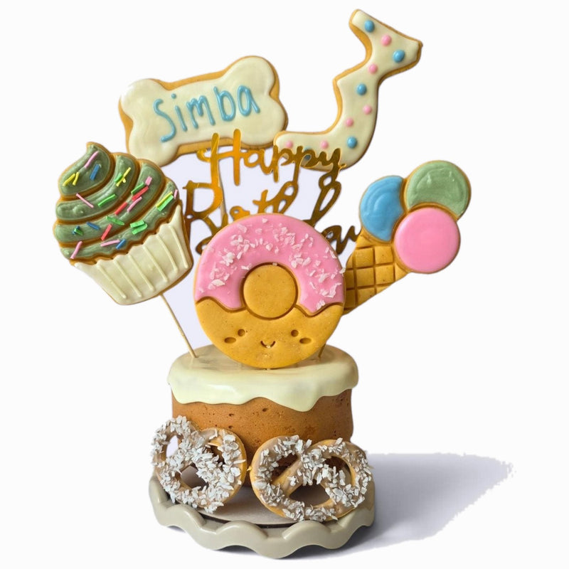 Sweets And Treats Personalised Dog Birthday Cake - Woof&Crunch